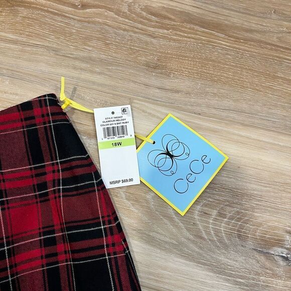 CECE Glamour Melody Plus Size Plaid Skirt - Picture 6 of 13